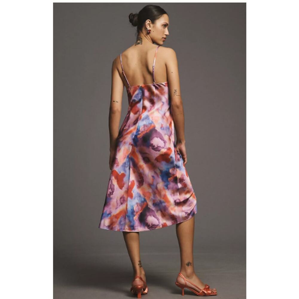 Anthro BHLDN Hazel Printed Stretch Satin Midi Dress M Sold Out Online! - Picture 8 of 10